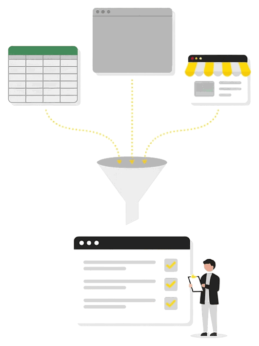 Данные из Excel, старой программы и сайта сходятся в одну 1С